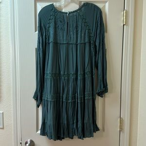 Free People Boho Mini Dress. Size M. Sage Green. EUC